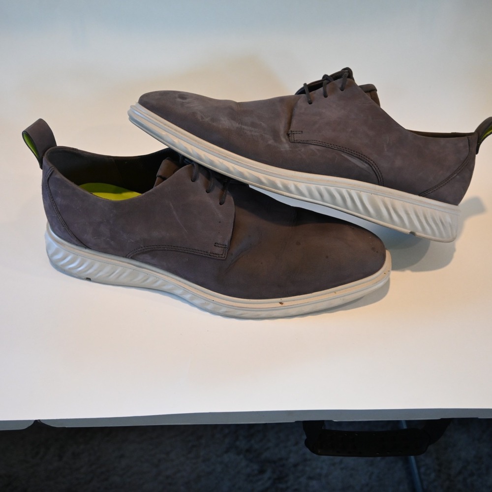 ECCO ST.1 Hybrid Leather Derby Shoes Lace Up Brown Light Shale Mens 13 13.5 | 47
